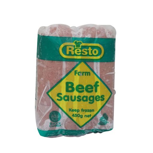 Picture of RESTO FARM BEEF SAUSAGES 450G