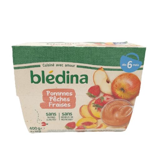 Picture of BLEDINA COMPOTE DE FRUITS POMME PECHE FRAISE X4 100G
