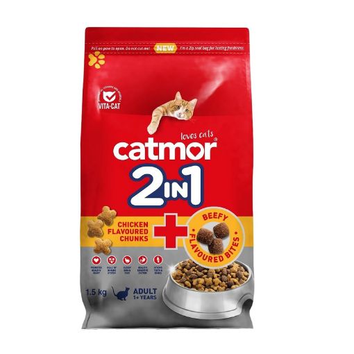 Picture of CATMOR ADULT CHICKEN BEEF BITES 1.5KG