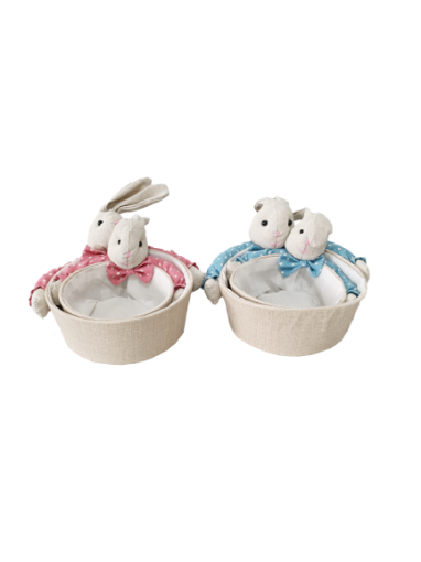 Picture of COTTON AND LINEN RABBIT BASKET