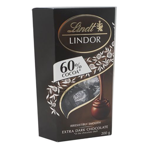 Picture of LINDT LINDOR CORNET 60% EXTRA DARK CHOCOLATE BALLS 200G