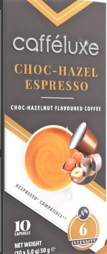 Picture of CAFFELUXE CAFFE CHOCOLAT HAZLENUT CAPSULES X10 50G