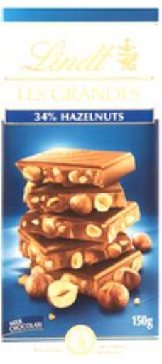 Picture of LINDT LES GRANDES HAZELNUT MILK CHOCOLATE 150G