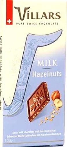 Picture of VILLARS MILK CHOCOLATE WITH HAZELNUT 100G