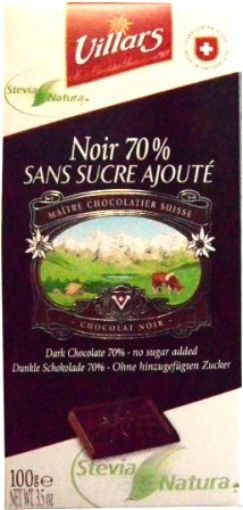 Picture of VILLARS DARK CHOCOLATE NO SUGAR ADDED 100G