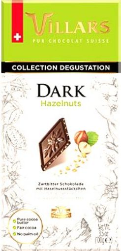 Picture of VILLARS DARK CHOCOLATE WITH HAZELNUTS 100G