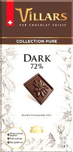 Picture of VILLARS DARK PURE CHOCO 72% 100G