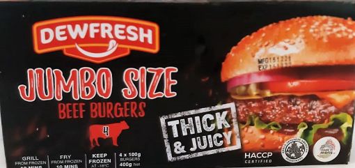 Picture of DEWFRESH JUMBO BEEF BURGERS X4 400G