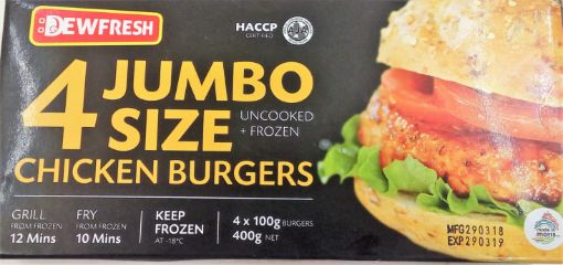 Picture of DEWFRESH JUMBO CHICKEN BURGERS X4 400G