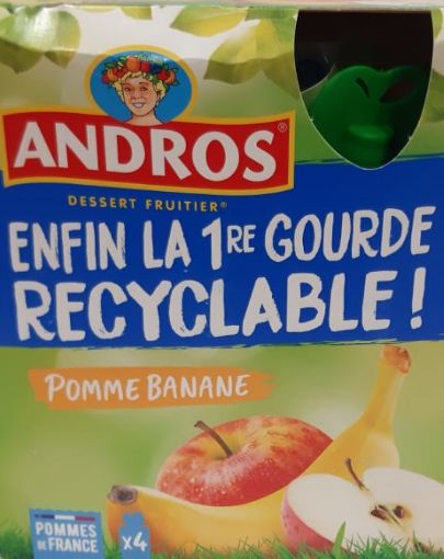 Picture of ANDROS GOURDES RECYCLABES  POMME BANANE 4X90G