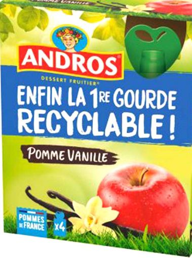 Picture of ANDROS GOURDES RECYCLABES POMME VANILLE 4X90G