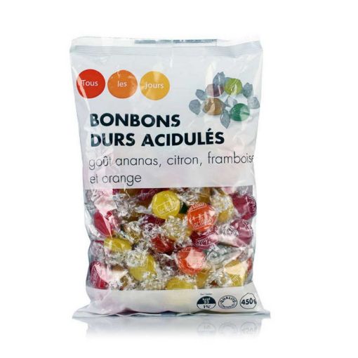 Picture of TLJ BONBONS DURS ACIDULES GOUT ANANAS CITRON FRAMBOISE ET ORANGE 400G