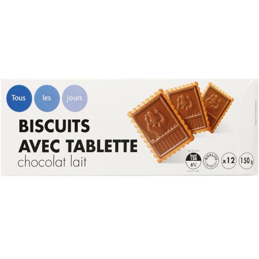 Picture of TLJ BISCUITS AVEC TABLETTE CHOCOLAT LAIT 125G