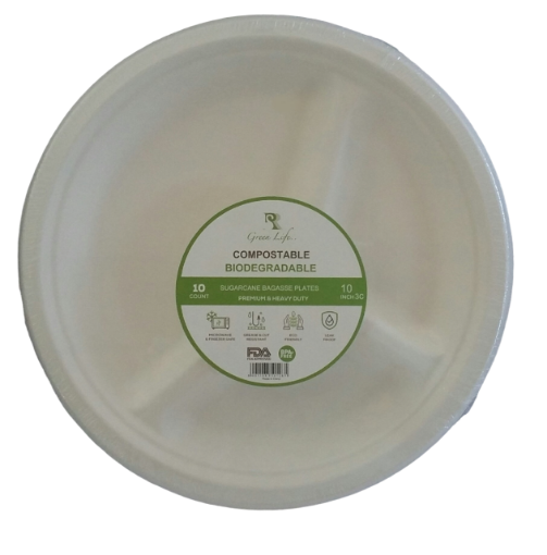 Picture of GREEN LIFE BIODEGRADABLE DIVIDED PLATE 10 INCH X10