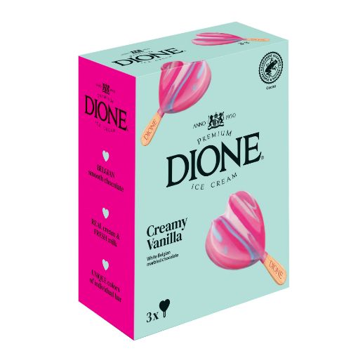 Picture of DIONE ICE CREAM PREMIUM VANILLA WITH GALAXY COLORED CHOCOLATE 3X80ML