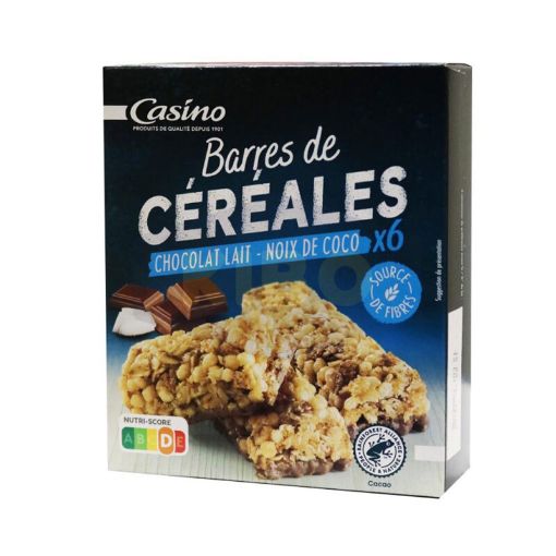 Picture of CASINO  BARRES DE CEREALES CHOCOLAT LAIT NOIX DE COCO 6 X 21G