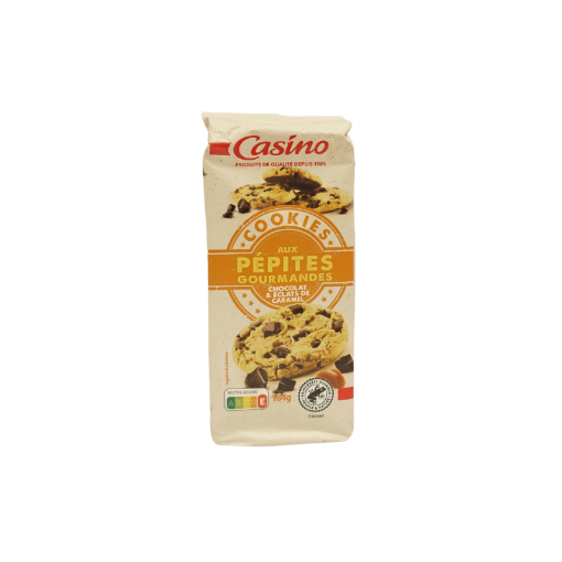 Picture of CASINO  COOKIES AUX PEPITES GOURMANDES CHOCOLAT ETECLATS DE CARAMEL 184G