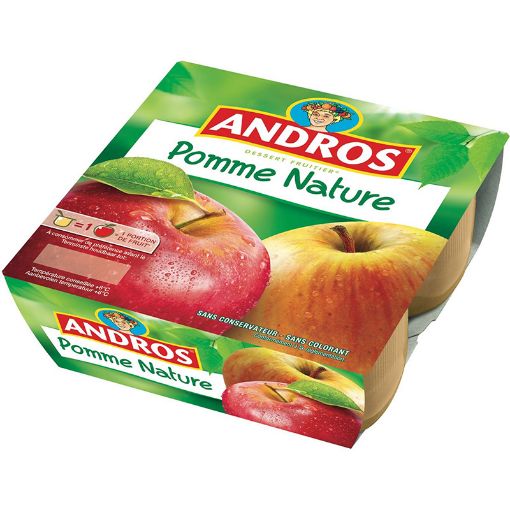 Picture of ANDROS DESSERT FRUITES POMME NATURE 4 X 100G