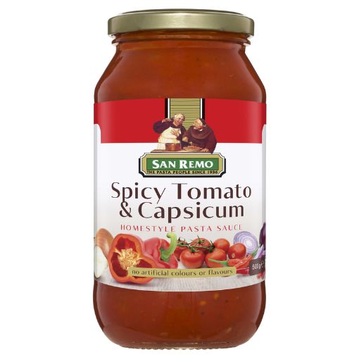 Picture of SAN REMO SAUCE SPICY TOMATES CAPSICUM 500G