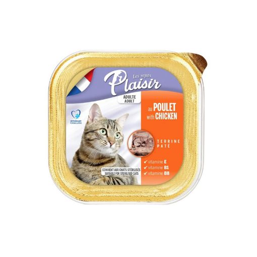Picture of PLAISIR REPAS PATEES POUR CHATS ADULTES  AU POULET 100G