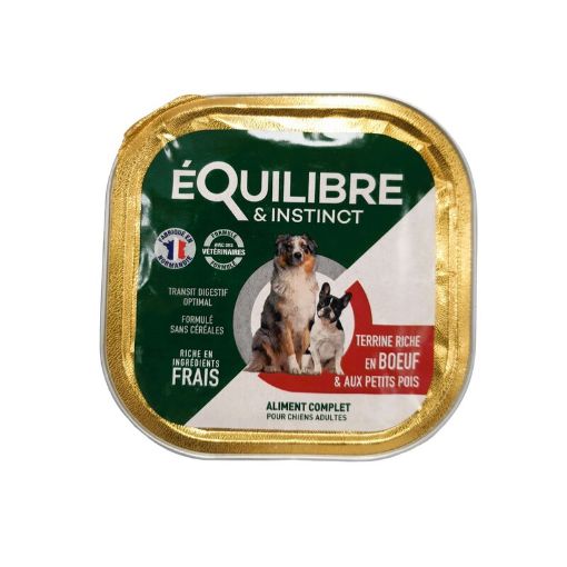 Picture of EQUILIBRE INSTINCT PATEE AU BOEUF ET PETITS POIS POUR CHIEN 300G