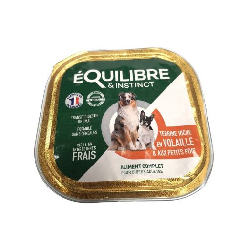 Picture of EQUILIBRE INSTINCT PATEE A LA VOLAILLE ET PETITS POIS POUR CHIEN 300G