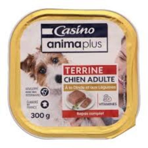 Picture of CASINO  TERRINE CHIEN ADULTE AU CANARD ET AUX LEGUMES BARQUETTE 300G