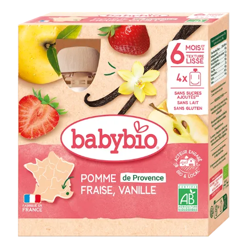 Picture of BABY BIO GOUDRE POMME FRAISE VANILLE 4X90G