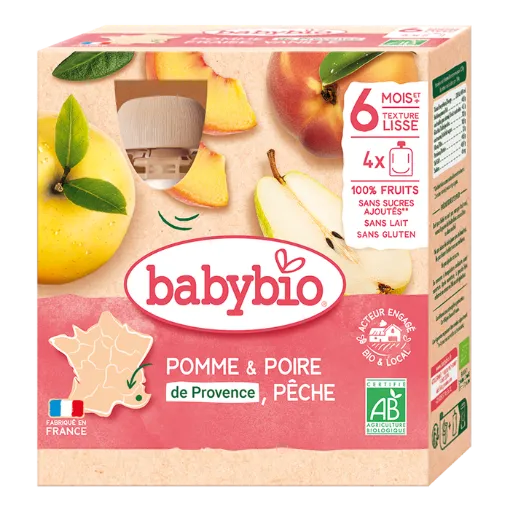 Picture of BABY BIO GOUDRE POMME POIRE PEACH 4X90G