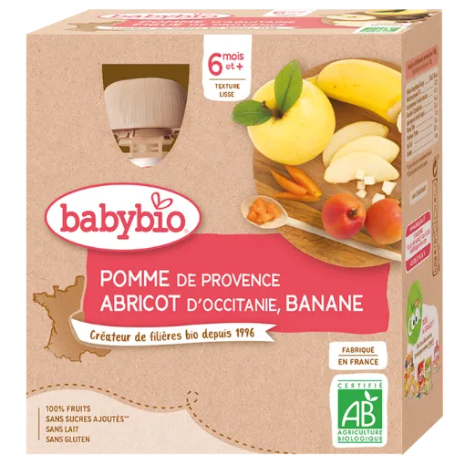 Picture of BABY BIO GOUDRE POMME ABRICOT BANANA 4X90G