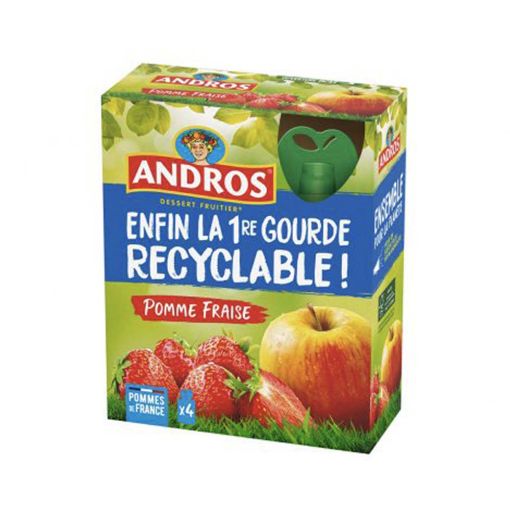 Picture of ANDROS GOURDES RECYCLABES POMME FRAISE 4X90G