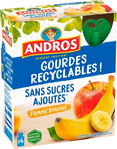 Picture of ANDROS GOUDRE RECYCLABES SANS SUCRE AJOUTEES POMME BANANE 360G