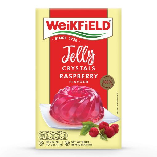 Picture of WEIKFIELD VEGETARIAN JELLY CRYSTALS RASPBERRY 90G