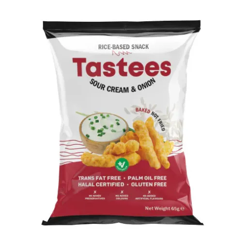 Picture of TASTEES CRUNCHY RICE SNACK SOUR CREAM ONION 65G