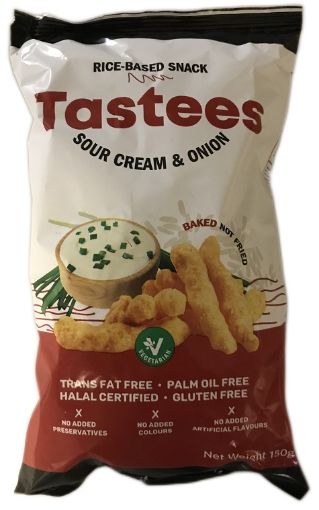 Picture of TASTEES CRUNCHY RICE SNACK SOUR CREAM ONION 150G