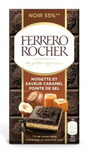 Picture of FERRERO TABLET NOIR CARAMEL POINTE DE SEL 90G