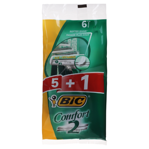 Picture of BIC COMFORT 2 RASOIRS JETABLE HOMME POUCH 5 PLUS 1 FREE