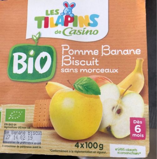 Picture of CO BIO LES TILAPINS POMME BANANE SANS MORCEAUX DES 6 MOIS 4X100G