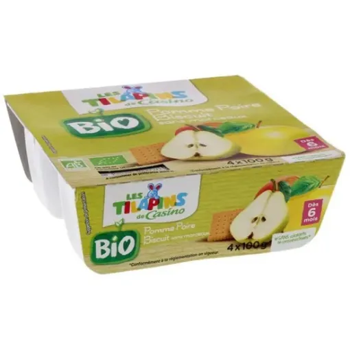 Picture of CO BIO LES TILAPINS POMME POIRE SANS MORCEAUX 4X100G