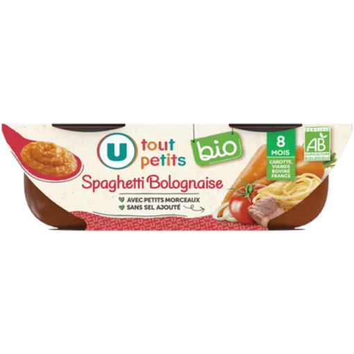 Picture of CO BIO SPAGHETTI BOLOGNAISE AVEC PETITS MORCEAUX DES 8 MOIS 2X200G