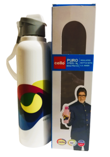 Picture of CELLO WATER BOTTLE PURO STEEL BENZ PRO 900 ML