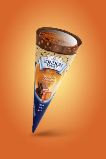 Picture of LONDON DAIRY DISC CONE CHOCOLATE CARAMEL 110ML