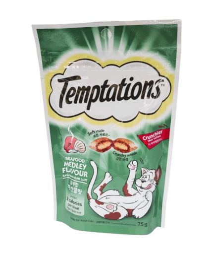 Picture of TEMPTATIONS WHISKAS SEAFOOD MEDLEY CAT TREATS 75G