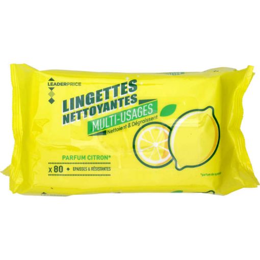 Picture of LEADER PRICE LINGETTES MULTI USAGE CITRON X80