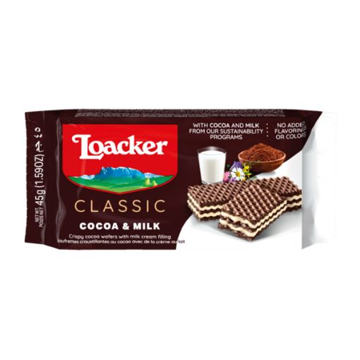 Picture of LOACKER CLASSIC  COCOA MILK   45G