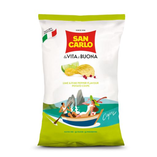 Picture of SAN CARLO POTATO CHIPS PIU GUSTO LIME PINK PEPPER 50G