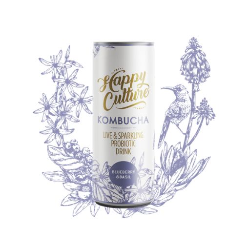 Picture of HAPPY CULTURE BLUEBERRY BASIL KOMBUCHA 300ML