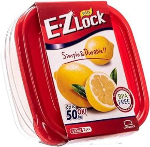 Picture of LOCK N LOCK EZ LOCK SQUARE 610ML 2P HLE8200W