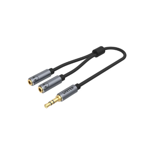Picture of Y C956ABK   0 2M  3 5MM AUX AUDIO CABLE  MALE TO 2 FEMALE