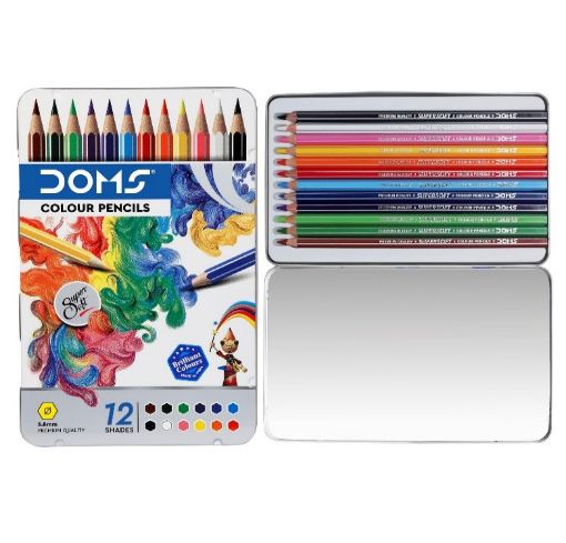 Picture of DOMS COLOR PENCIL FLAT TIN PACK X 12  7204